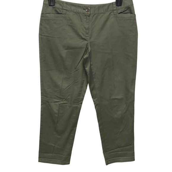 White House Black Market Olive Green Cropped‎ Straight-Leg Pants Womens Size 8 - Picture 2 of 5